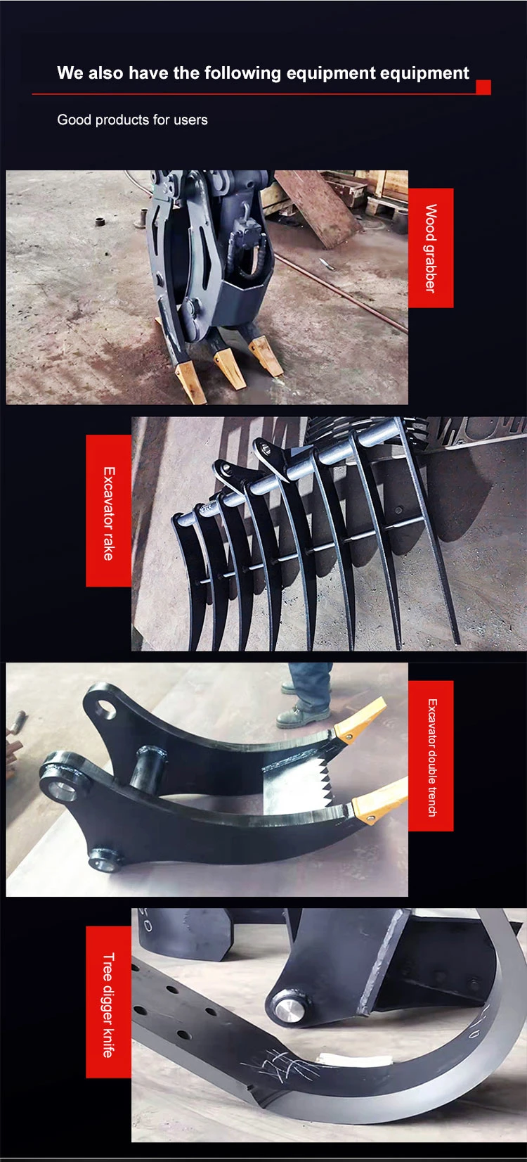 Gainjoys Excavator Attachment Rake Excavator Rod Rake Excavator Rake for Sale