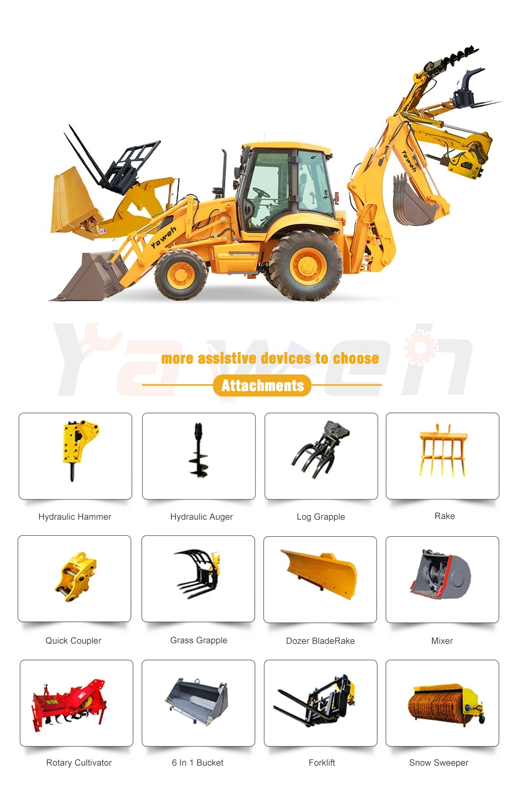 Famous Brand Yaweh 388 50HP Tractor Loader with Front End Loader and Backhoe Loader