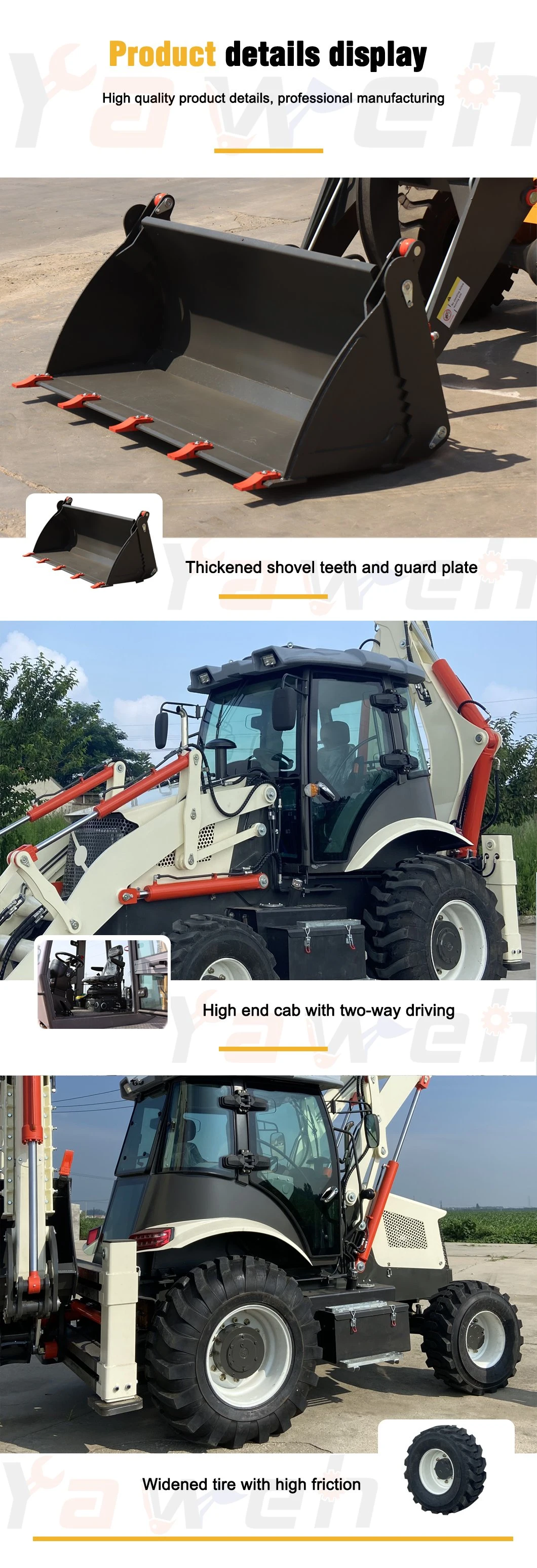 Famous Brand Yaweh 388 50HP Tractor Loader with Front End Loader and Backhoe Loader