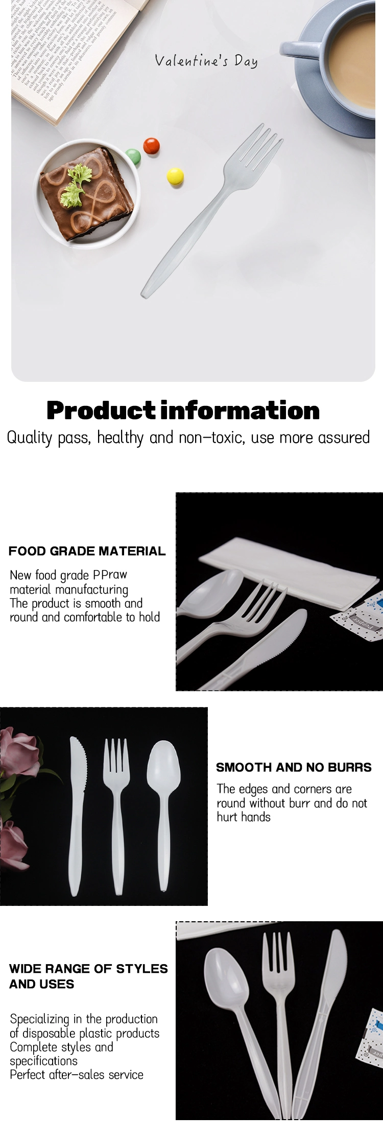 2.5g PP Fork Disposable Plastic Cutlery 148mm Length PP Plastic Fork White Custom for Restaurant