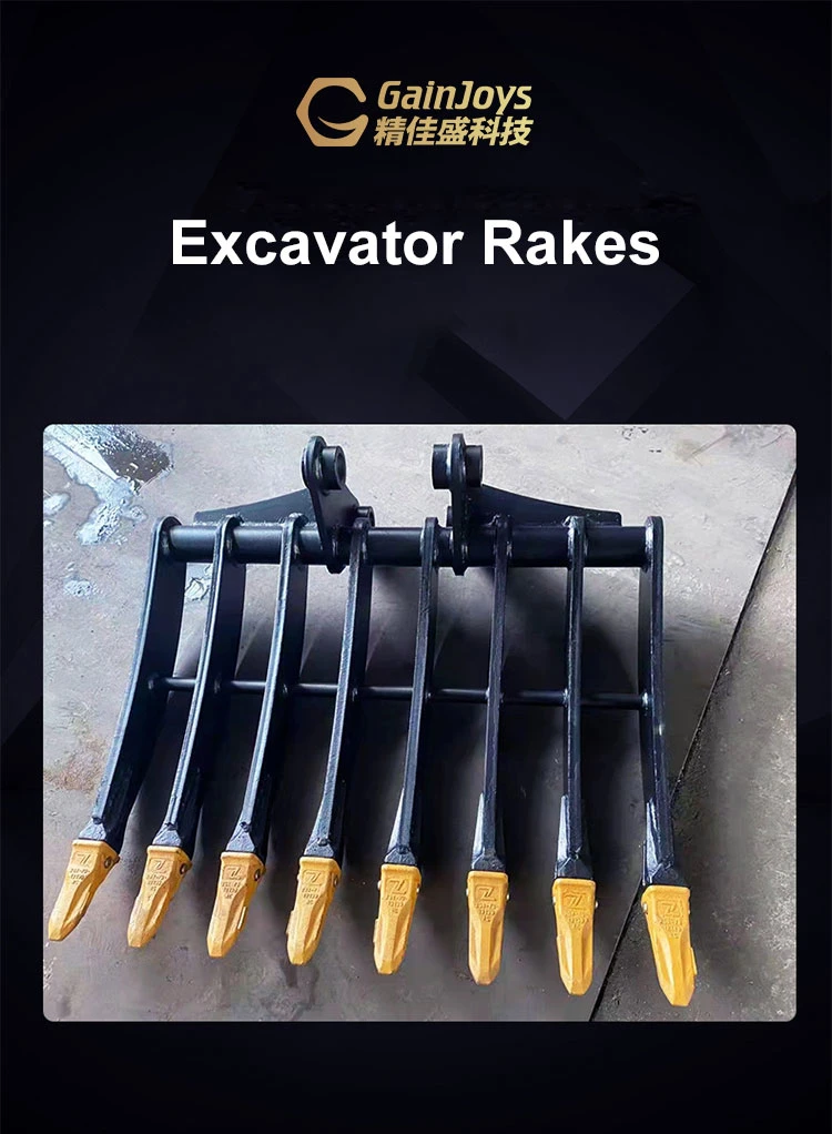 Gainjoys Excavator Attachment Rake Excavator Rod Rake Excavator Rake for Sale