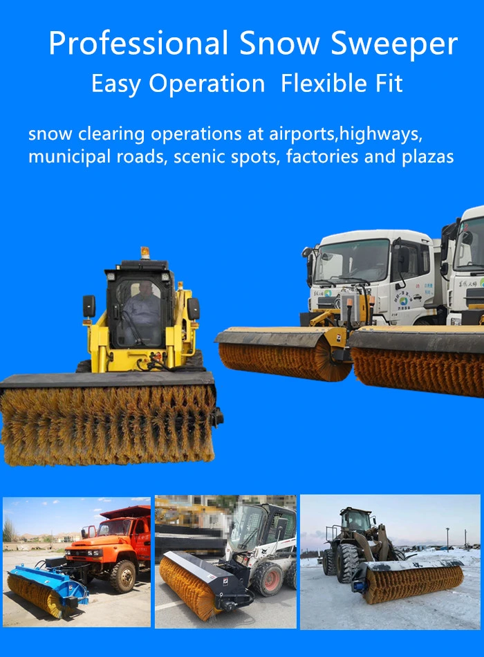 Mini Wheel Loader Hydraulic Angle Sweeper Snow Broom Attachment