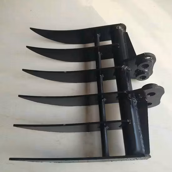 Rastrello per radici per escavatore con attacco per vendita diretta in fabbrica in Cina di tutti i tonnellaggi